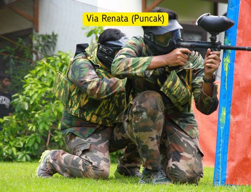 Aktivitas paintball di Via Renata Puncak bersama iOutbound