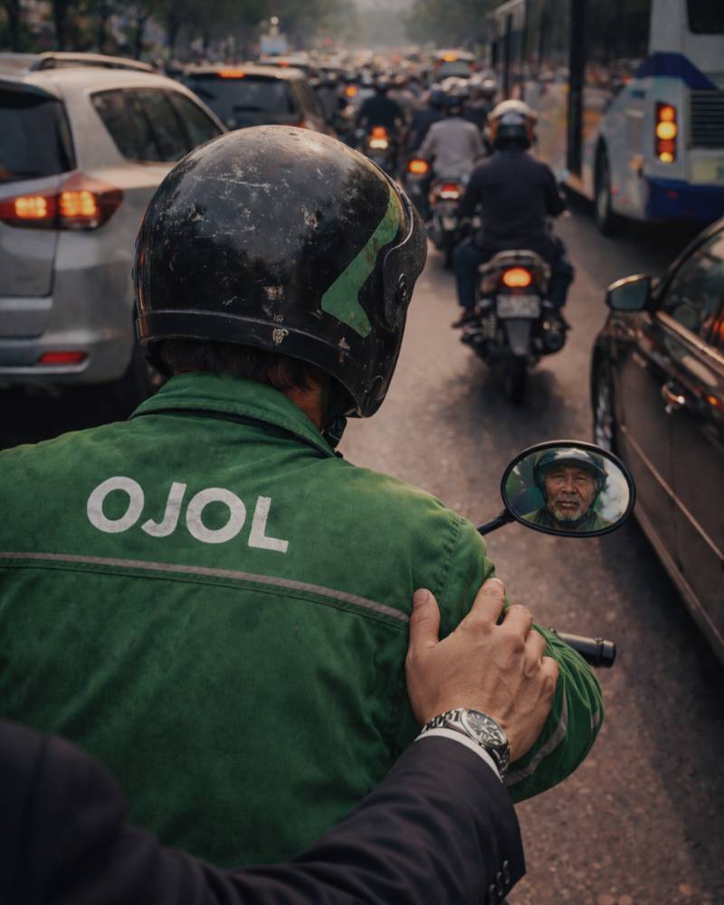 Driver ojek online yang membantu mobilitas dan operasional kegiatan iOutbound